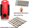 Plastic Razor Blade Scraper Hand Held Window Vinyl Tint Scraper with Protective Cover Razor Blade Red Scraper,10 Metal Razor Blades 10 Black