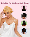 HFRHTGY Adjustable Silk Satin Hair Bonnet for Sleeping, Double Layer Hair Wrap Sleep Cap Turban for Women Men, Curly Straight Braid Unisex (Golden