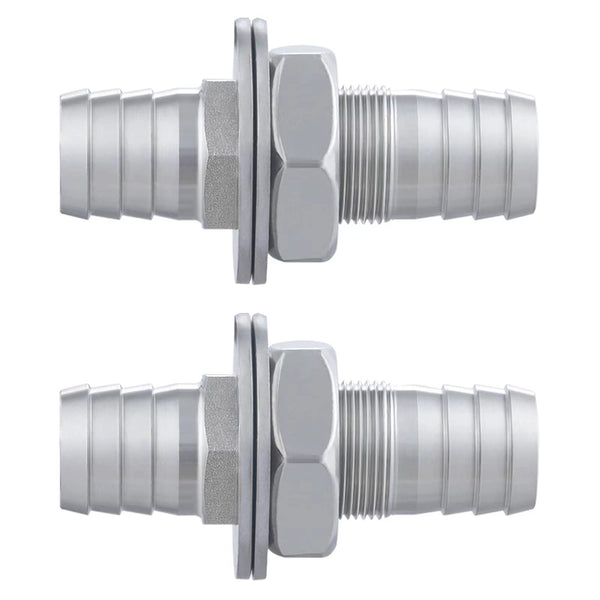 Enoch's Land 3/4" Hose Barb Thru-Bulk Bulkhead Fitting,304 Stainless Steel Straight Hex Union Fitting for Air Water Fuel
