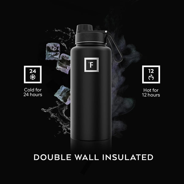 IRON °FLASK 32 oz Wide Mouth Water Bottle with Spout | Insulated Stainless Steel Sports Water Bottle with 3 Leakproof Lids - BPA Free, Cold 24
