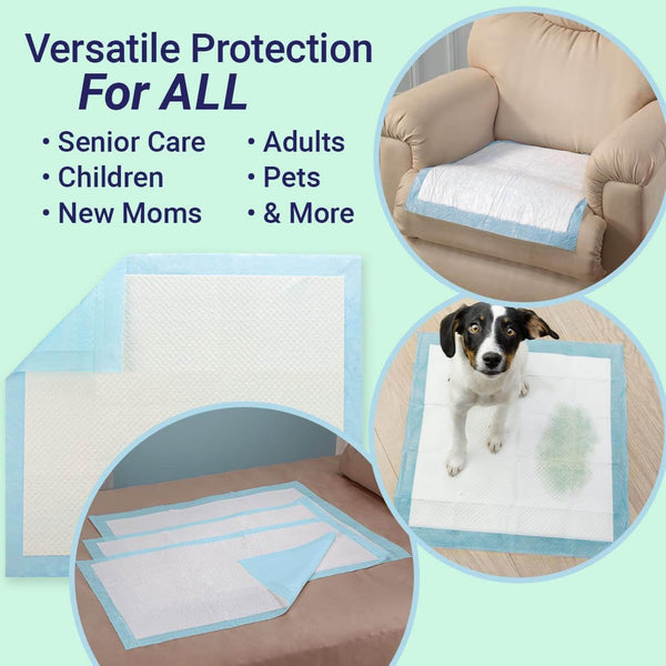 Premium Protection Chucks Disposable Underpads, Super Absorbent Protective Bed Pads for Seniors, Pkg of 18, by Easy Comforts Deluxe