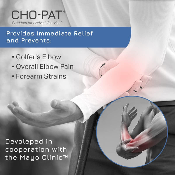 Cho-Pat GolferÃ¢ÂÂS Elbow Support Strap, Designed in Cooperation W/ the Mayo Clinic, Adjustable Compression Forearm Support for GolferÃ¢ÂÂS Elbow