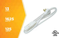 Woods SlimLine Extension Cord - 16/3 Indoor Flat Plug with Right Angled Design - 3 Polarized Outlets - PVC Jacket - Space Saving - Neutral White -