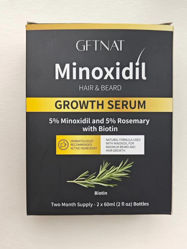 5% Minoxidil with Rosemary and Biotin for Men and Women Hair Growth,Beard Growth Kit,Scalp Serum for Thicker Fuller Hair 2 Fl Oz (Pack of 2)