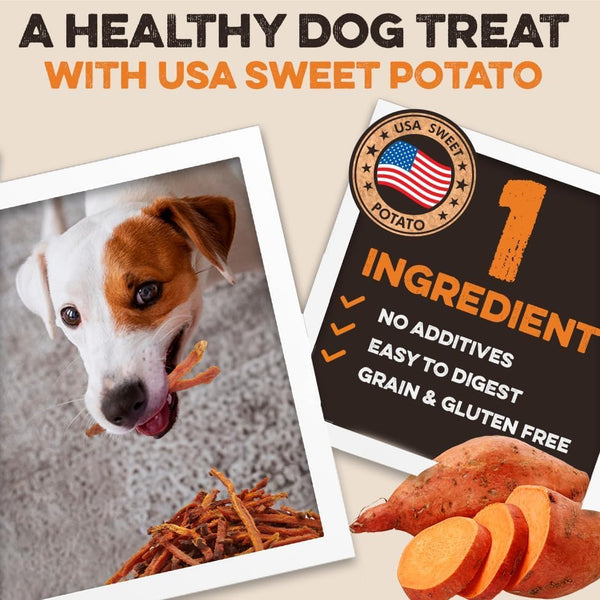 BRUTUS & BARNABY Sweet Potato Dog Treats- No Additive Dehydrated Sweet Potato Fries, Grain Free, Gluten Free and No Preservatives Added (14 oz) 14
