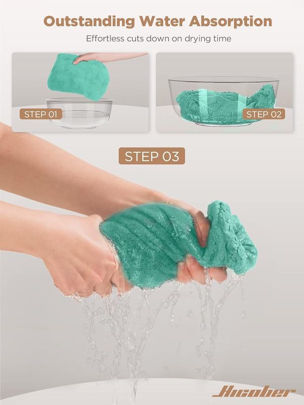 Hicober Microfiber Hair Towel Wrap for Women, Green Purple Grey, 3-Pack Purple,green,grey Large