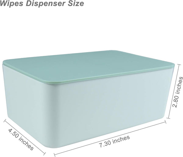 Diaper Wipes Dispenser, Tissue Storage Box Case, Wet Wipe Dispenser Holder with Lid for Home, Office, Cars (Green) Green Lid, White Box