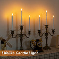 Homemory 3 Pcs Flameless Taper Candles with Remote Timer Dimmer, 9.6" White Flickering Candlesticks Battery Operated, Realistic Plastic LED