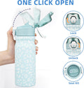 BJPKPK Insulated Water Bottle 18Oz Stainless Steel Water Bottles with Straw and Carry Handle Double Wall Metal Thermos,Light Blue Leopard