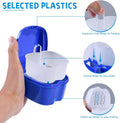 KISEER 2 Pack Colors Denture Bath Case Cup Box Holder Storage Soak Container with Strainer Basket for Travel Cleaning (Light Blue and Blue)