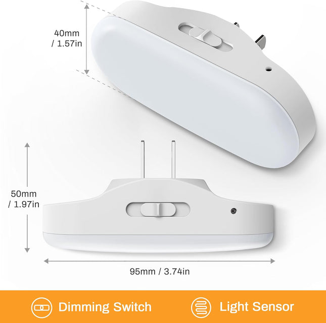 Doresshop Amber Night Light, Auto On/Off, 0-100 LM Adjustable Brightness, Dimmable Plug into Wall Light Sensor Night Lig
