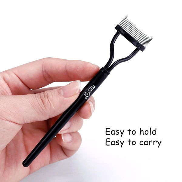 Eyelash Comb MSQ Eyelash Separator Tool Arc Designed Lash Brush Separator With Cover Lash Comb for Eye Makeup Brush Mascara Clump Remover Black