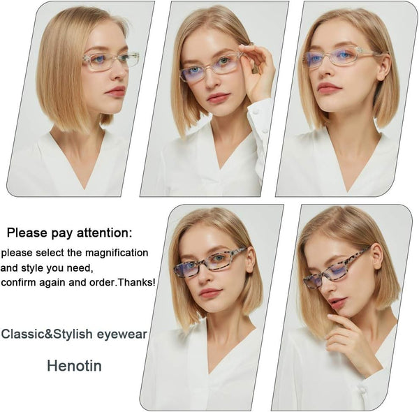 Henotin 5-Pack Reading Glasses Blue Light Blocking Anti Eyestrain Computer Reading Glasses for Women and Men Readers (5 Pack Mix Color, 2.00,