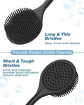 Manmihealth Silicone Back Scrubber (Thin Bristles) & Bath Glove & Face Brush Set(3Pcs), Super-Exfoliating & Lathering Body Scrubber, Shower Brush,