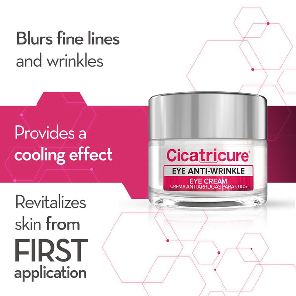 Cicatricure Anti-Wrinkle Eye Cream | Blurs Fine Lines | 0.5 oz | Cooling cream-gel, formulated with peptide complex, reduces under-eye bags & fine