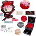 EIGHTOWN Roses Bouquet Artificial Flower - Preserved Red Rose Flowers with Love Necklace for Her - Unique Gifts Valentine's Day, Mother's Day,
