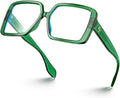 VISOONE Oversized Chunky Blue Light Blocking Glasses for women Harvard Emerald Green Large