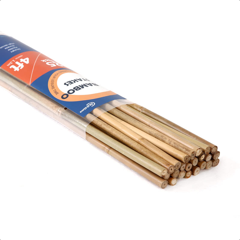 Bamboo Stakes 4FT Garden Stakes Plant Stakes for Indoor and Outdoor Climbing Plants Poles Sticks Support Tomatoes Eggplants Beans 25 Pack