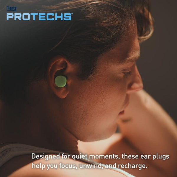 Flents Protechs Quiet Contour Foam Ear Plugs, NRR 33, 10 Pair, Green | Reusable Foam Ear Plugs for Sleeping, Snoring, Loud Noise, Traveling,