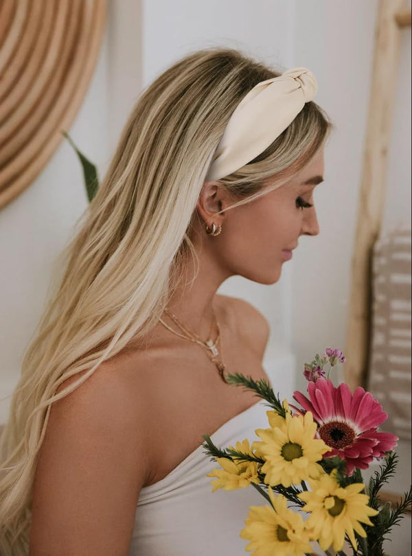 Knotted Headbands for Women Non Slip Fashion Knot Headband Fall Outfits Beige Brown Leopard Head Band