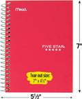 Five Star Spiral Notebook, 1 Subject, College Ruled Paper, 100 Sheets, Colored Small Note Book, Lined Paper, Home School Supplies for College