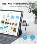 Uni SD Card Reader, High-Speed USB C to Micro SD Card Adapter USB 3.0 Dual Slots, Memory Card Reader for Sd/Micro SD/SDHC/SDXC/MMC, Compatible