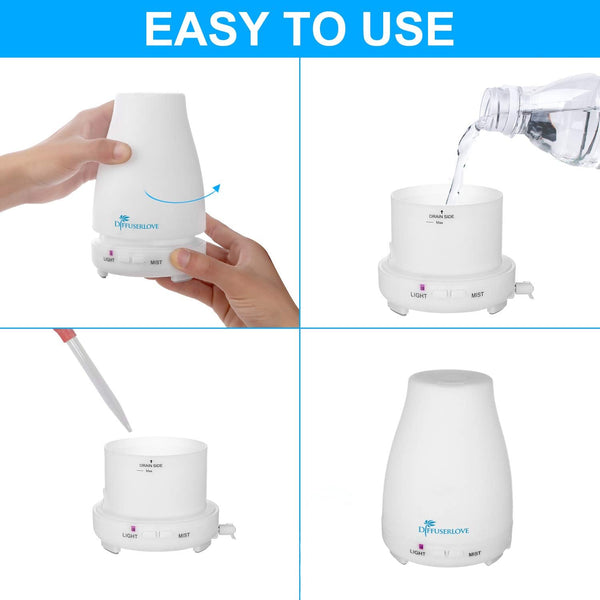 Diffuserlove Essential Oil Diffusers 200ML Remote Control Ultrasonic Mist Humidifiers Bpa-Free Aromatherapy Diffuser with 7 Color Lights, Auto