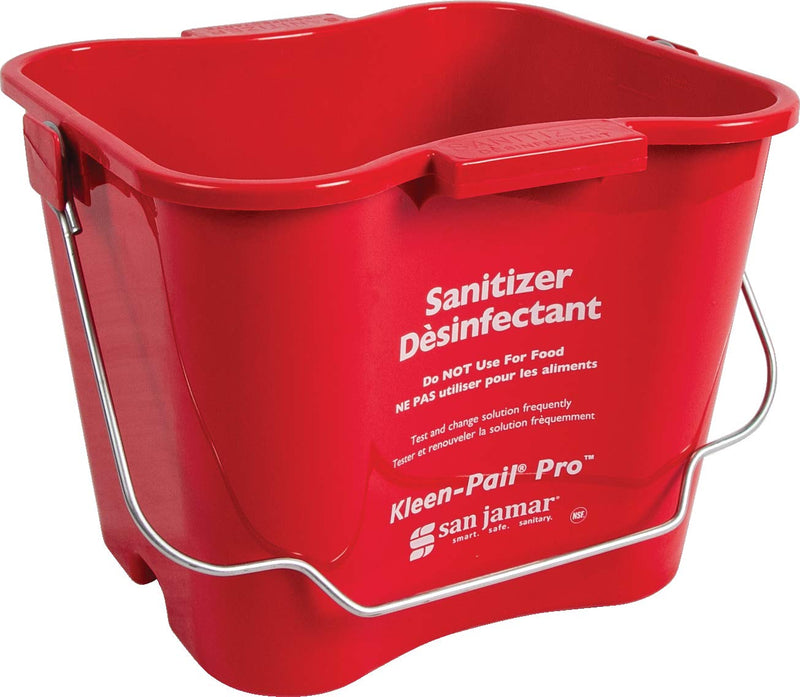 San Jamar Kleen-Pail Pro, Bucket with Handle for Cleaning Products in Commercial and Home Setting, 6 Qts, 1 Count, Red 6 Quarts 1
