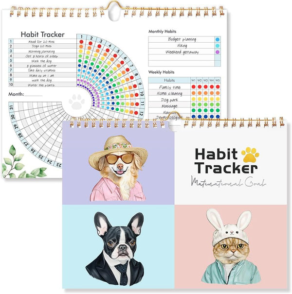 Daily Habit Tracker with Sticker Habit Tracker Calendar Habit Journal with Spiral Binding 11.69 * 8.27