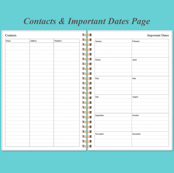 Daily Planner Undated - A5 To Do List Notebook Hourly Schedules, Spiral Appointment Planner for Women and Men, PVC Hardcover, Inner Pocket,