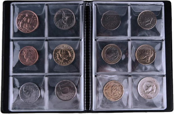 Coin Collection Album 60 Pockets - 4.5x4.5cm/1.8x1.8 inch Coin Holder Book Coin Storage Album Money Penny Pocket for Collectors Black CS0106BK