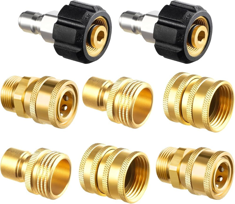 Twinkle Star Pressure Washer Adapter Set, Quick Disconnect Kit, M22 Swivel to 3/8'' Quick Connect, 3/4" to Quick Release