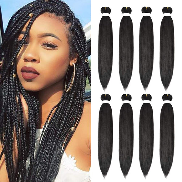 8 Pack Braiding Hair Pre Stretched - 26" 100G/Pack Premium Pre Stretched Braiding Hair Extensions, Professional Itch Free Hot Water Setting Perm