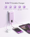 charmast Portable Charger with Built-in Cables & Wall Plug, 10000mAh Portable Power Bank, External Battery Pack Travel Essentials Compatible with