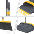 Upgrade Broom and Dustpan Set, Broom with Dustpan Combo Set, Self-Cleaning with Dustpan Teeth, Indoor&Outdoor Sweeping, Stand Up Broom and Dustpan
