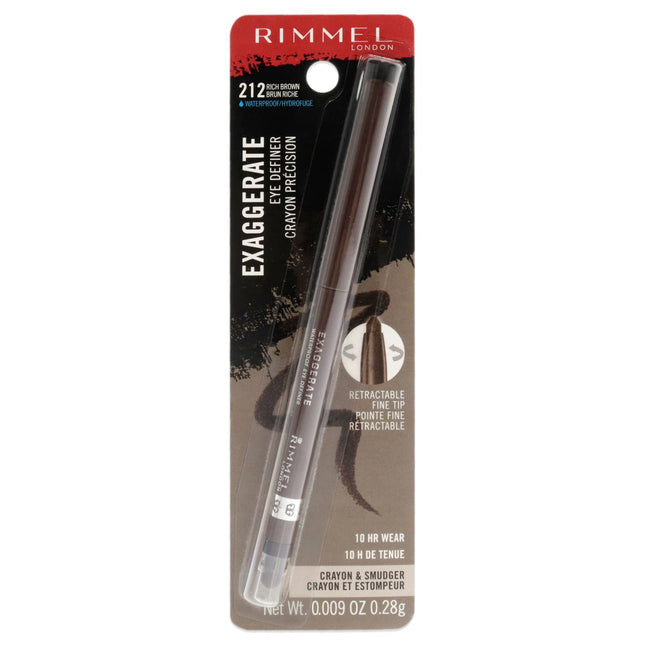 Rimmel London Exaggerate Waterproof Eye Definer Eyeliner, Highly Pigmented, Long