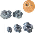 T-Nut 1/4"-20,5/16"-18, 3/8"-16, (100 Pack) 4 Pronged Tee Nut Assortment Kit,for Rock Climbing Holds, Wood, Cabinetry, etc.