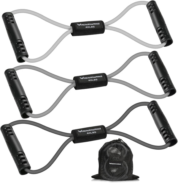Figure 8 Fitness Resistance Bands with Handles - Exercise Tube Band Set of 3 for Arm and Shoulder Stretch, Rope 8 Word Elastic for Women and Men