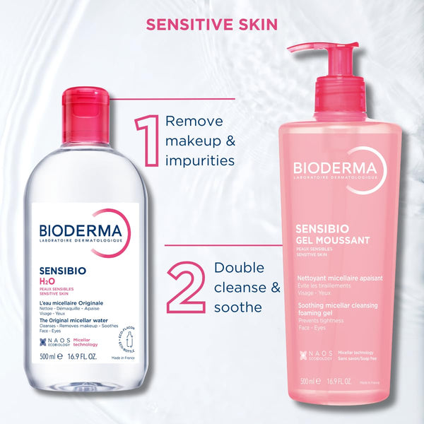 Bioderma Sensibio Foaming Gel Cleansing and Make-Up Removing Refreshing feeling for Sensitive Skin Unscented Unscented 6.67 Fl Oz (Pack of 1)