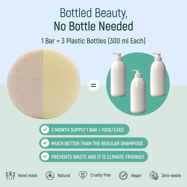 Solid Rice Protein Water Shampoo & Conditioner Hair Soap â€“ Shampoo and Conditioner Bars for Hair with All Natural Plant Based Essential Oils and
