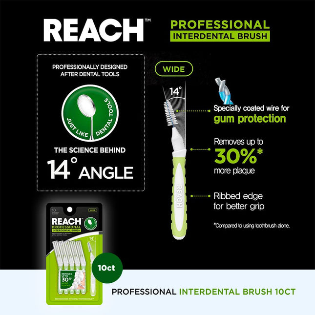 Reach Interdental Brush Cleaners, 1.3Mm, Wide, Sensitive Gum Protection, Plaque 