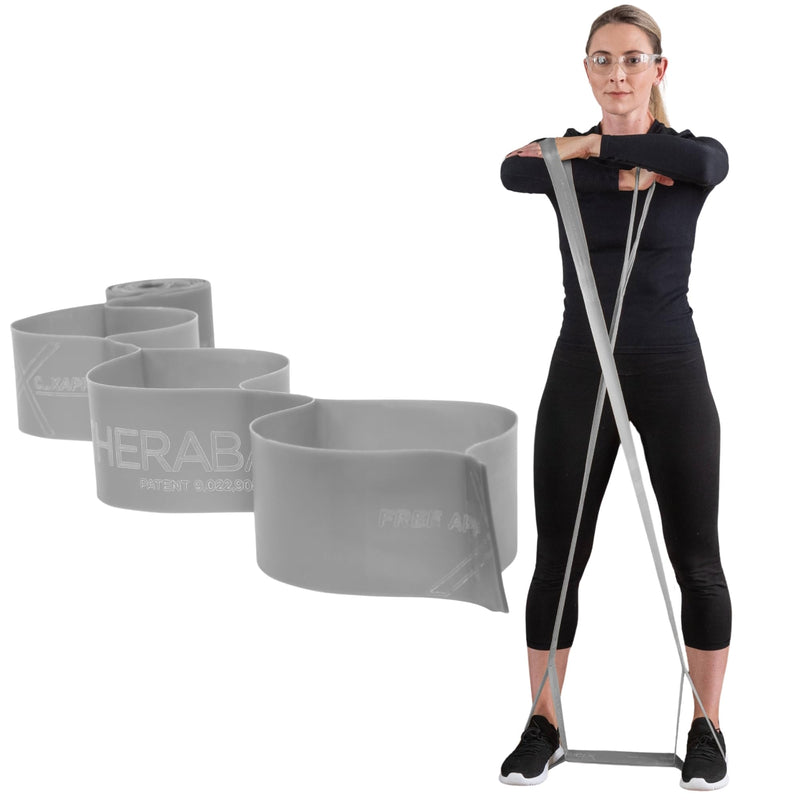 THERABAND CLX Resistance Band with Loops, 5-Foot Band Level 6 / Super Heavy - Silver Consecutive Loop