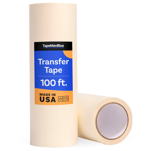 TapeManBlue 12" x 100' Roll of Paper Transfer Tape for Vinyl, Made in America, Premium-Grade Transfer Paper for Vinyl with Layflat Adhesive for