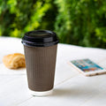GUSTO [100 Count] Disposable Plastic Dome Lids for 10, 12, 16, & 20 Oz. Paper Hot Coffee Cup - Black (Formerly Comfy Package)