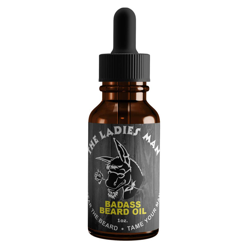 Badass Beard Care Oil for Men - Ladies Man Scent 1 oz - All Natural Argan, Jojoba, Vitamin E - Softens Beard, Reduces Itch, Moisturizes Skin,