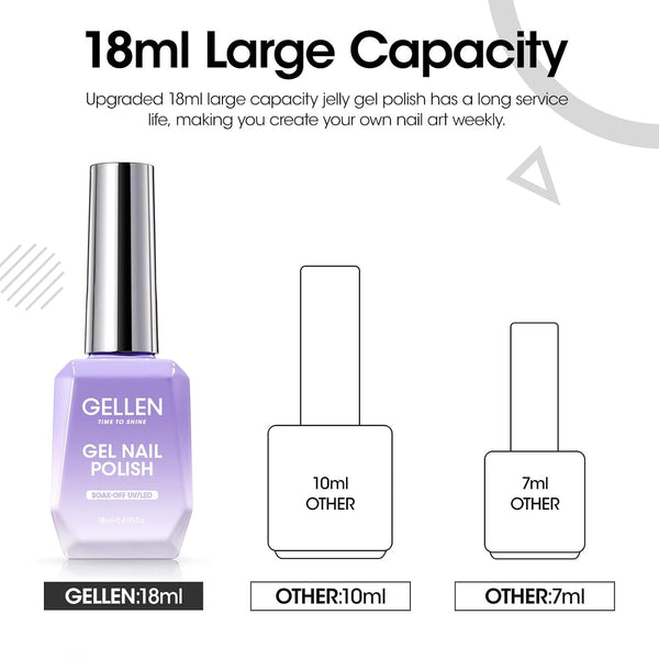 GELLEN Black Gel Nail Polish 18ML 1Pc Sheer Classic Black Gel Polish Soak off UV Light Translucent Nail Polish Salon DIY Nail Art Manicure at Home