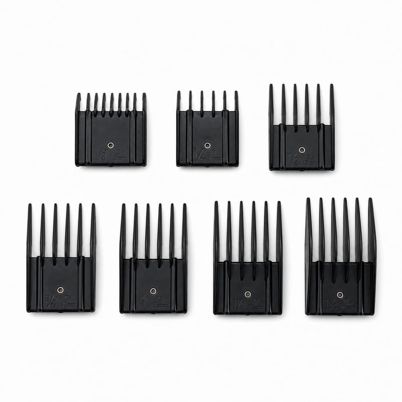 Miaco 7 Piece Universal Clipper Guide Comb Guard Set Compatible with Full Size Clippers Oster Classic 76, Oster A5, Andis AG, Andis BG, Wahl Senior