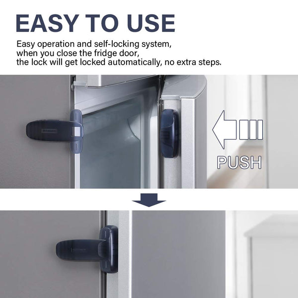 EUDEMON Home Refrigerator Fridge Freezer Door Lock Latch Catch Toddler Kids Child Baby Safety Lock Easy to Install No Tools Need or Drill (Grey?1