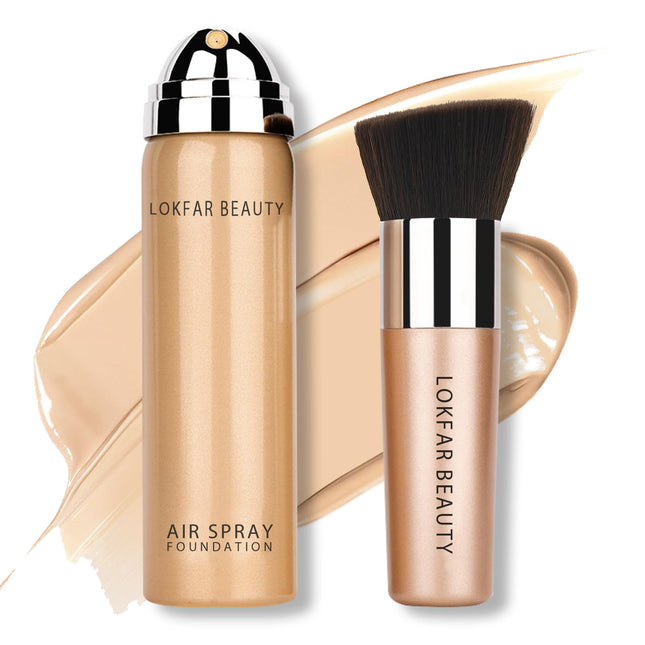 Airbrush Foundation Spray, Silky Mist Spray Makeup Kit with Brush, Full Coverage Foundation for Smooth Radiant Finish, F