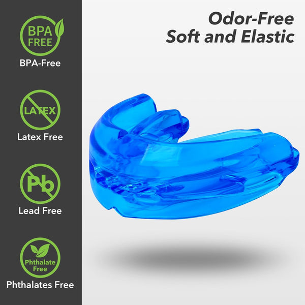 Mouth Guard Sports Youth Adult,Mouth Guard for Braces Soft,No Boiling Blue/Strapless
